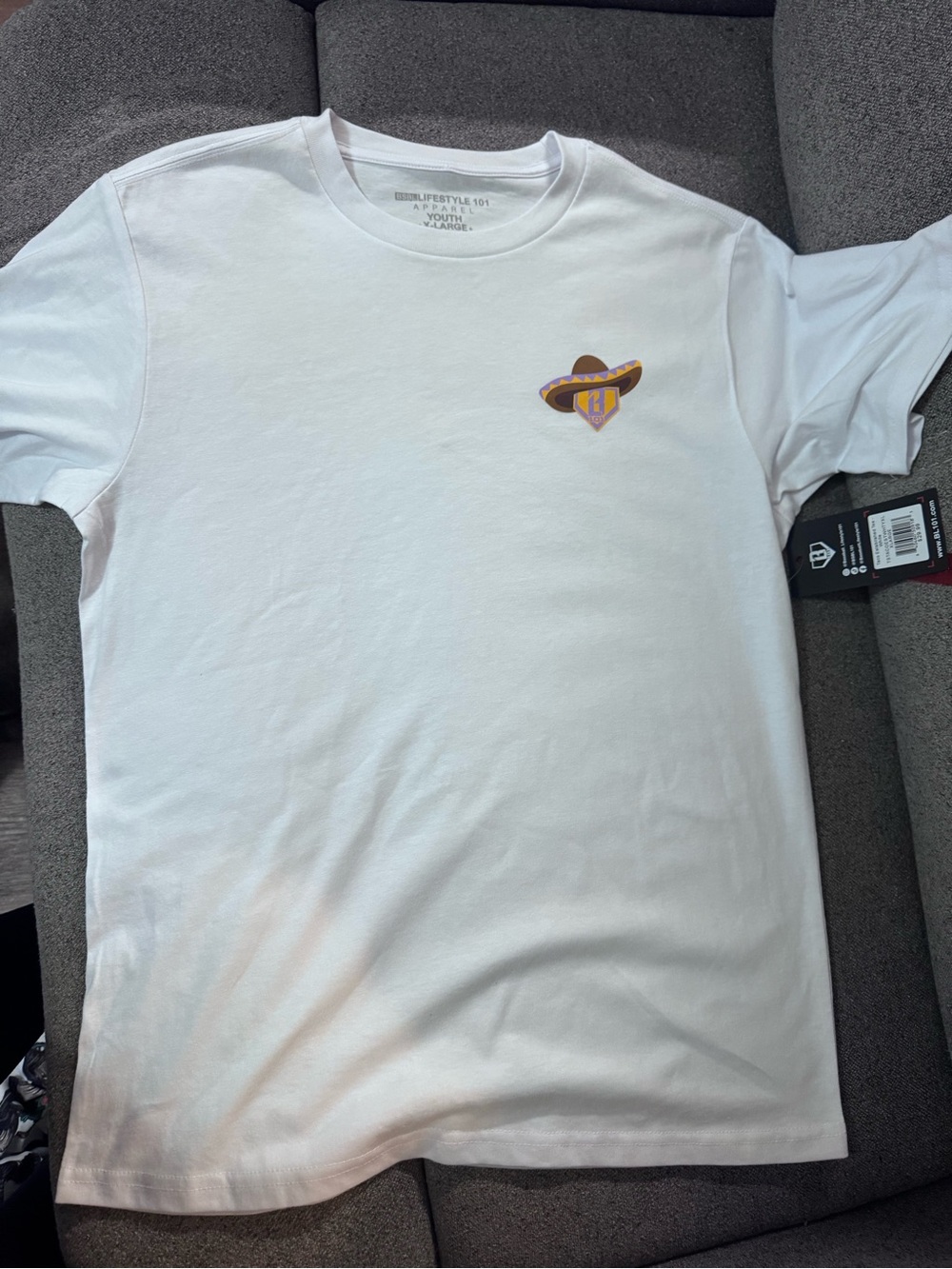 Lifestyle 101 Youth White Short Sleeve Tee with Southwestern Heart Badge
